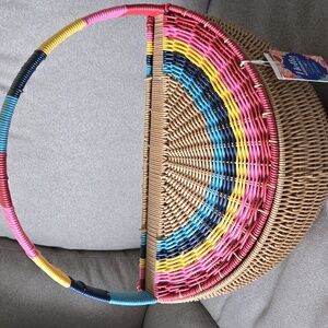 Double Sided Resin Wicker Picnic Market Basket